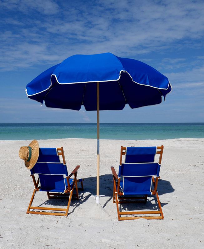 Beach Chairs with Umbrellas