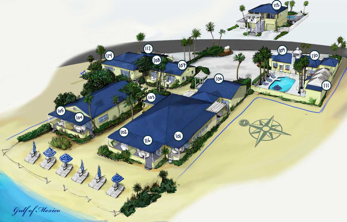 Bungalow Beach Resort Map- Dimensional view